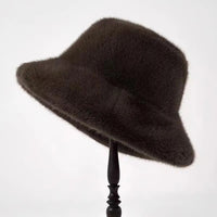 Fluffy Fur Fisherman Hat For Women Winter Plush Ear Protection Cap Windproof Warm Female Panama Caps Solid Fashion Bucket Hat Purest Peak