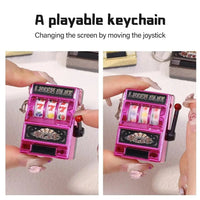 Mini Gambling Slot Machine Key Chains Creative Arcade Pocket Fruit Lucky Jackpot Gadget Antistress Toy Funny Games Keychain Ring Econic Blanks