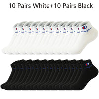 5/10/20 Pairs Men Ankle Socks Cotton Brand Classic Fashion Black White Socks Breathable Mesh Athletic Sports Socks for Summer Quick Pick Grocers