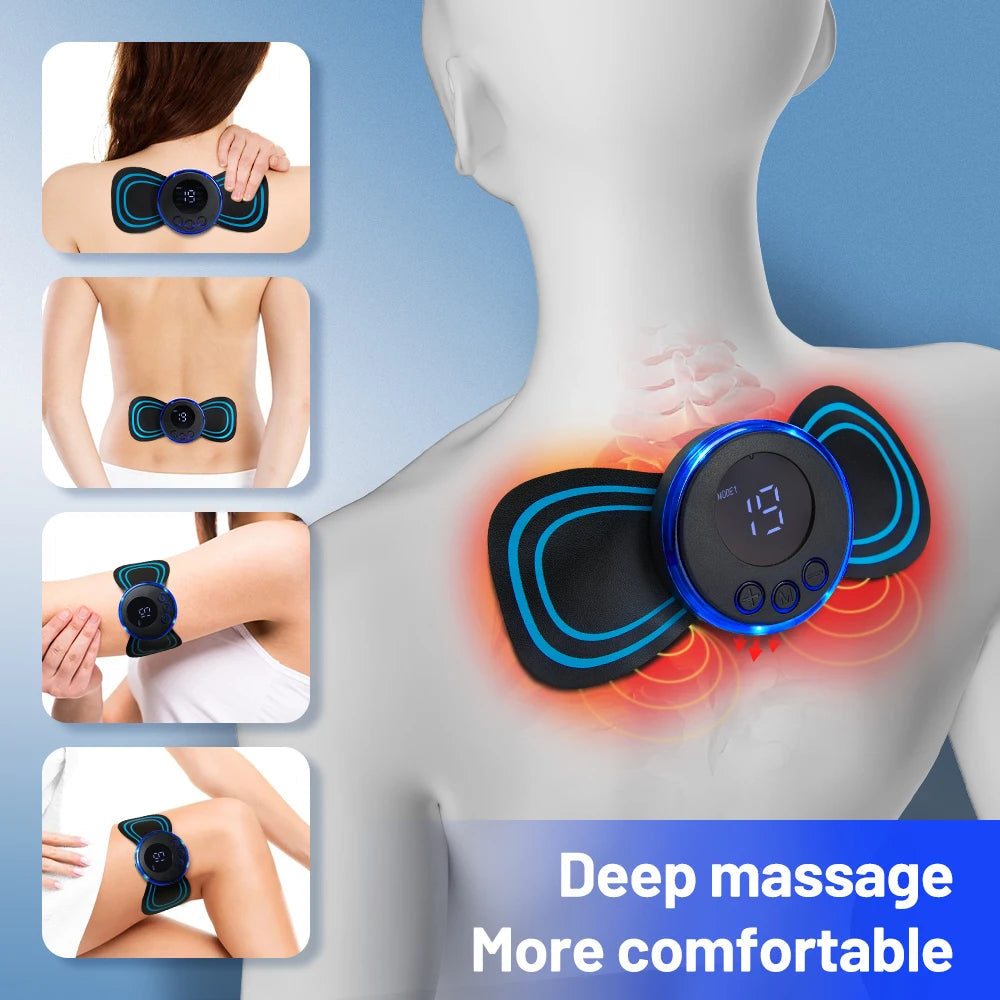 EMS Neck Massager Electric Muscle Stimulator Cervical Sticker Massage Patch Low Frequency Pulse Masajeador Pads Body Pain Relief Quick Pick Grocers