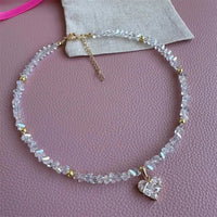 Fashion Vintage Sexy Zircon Heart Pendant Necklace For Women Female Boho Geometric Baroque Transparent Crystal Chain Jewelry Quick Pick Grocers