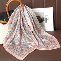 Luxury Print Satin Silk Square Scarf for Women Shawl Hijab Neckerchief Female Hair Ribbon Headband Fashion Wrap Bandana 2023 New Econic Blanks