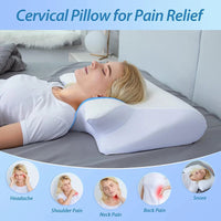 1pc Memory Foam Cervical Pillow, 2 in 1 Ergonomic Contour Orthopedic Pillow for Neck Pain, Contoured Support Pillows,Neck Pillow Econic Blanks