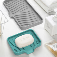 1-Pack Silicone Drain Soap Box Kitchen Bathroom Anti-slip Sink Tray Creative Washing Table Soap Tray Free Punch Drain Rack Econic Blanks