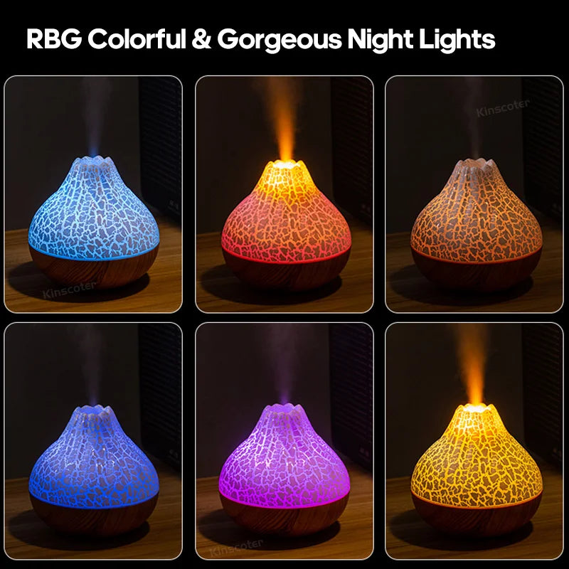 Volcano Air Humidifier 300ml Desktop USB Water Mist Diffuser Purifier Air Freshener Nebulizer with Colorful Ambient Night Light Quick Pick Grocers