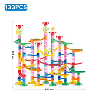 Marble Run Race Track Building Blocks Kids 3D Maze Ball Roll Toy DIY Marble Run Race Coaster Set 80/105/109/133pc Christmas Gift Purest Peak