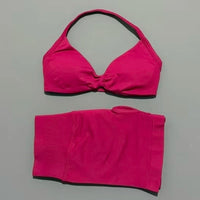 HISTELLO Gym Set 2 Piece Women Strappy Yoga Bra Top Workout Scrunch Shorts Sports Suit Fitness Clothes Seamless Yoga Set Quick Pick Grocers