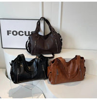 Soft Interior Compartment Shoulder Bags 2026 High Quality Contrasting Colors Bags for Women Fashion Zipper Pu Women's Handbags Quick Pick Grocers