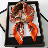 60Colors Luxury Scarf Women 70*70Cm Silk Feel Square Hair Wrapping Foulard Satin Shawl Big Size Head Bandana Hijab Handkerchief Quick Pick Grocers