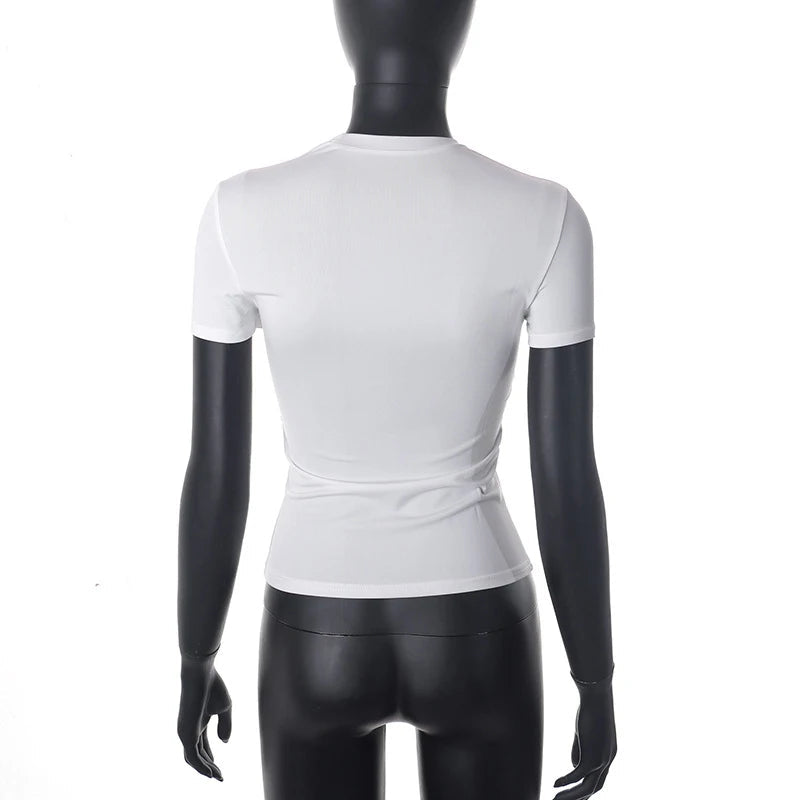 2024 Spring New Short Sleeve T-Shirt Women Solid Simple Casual Soft All-Match Hot Basic Crop Tops Tees Summer Fashion Quick Pick Grocers