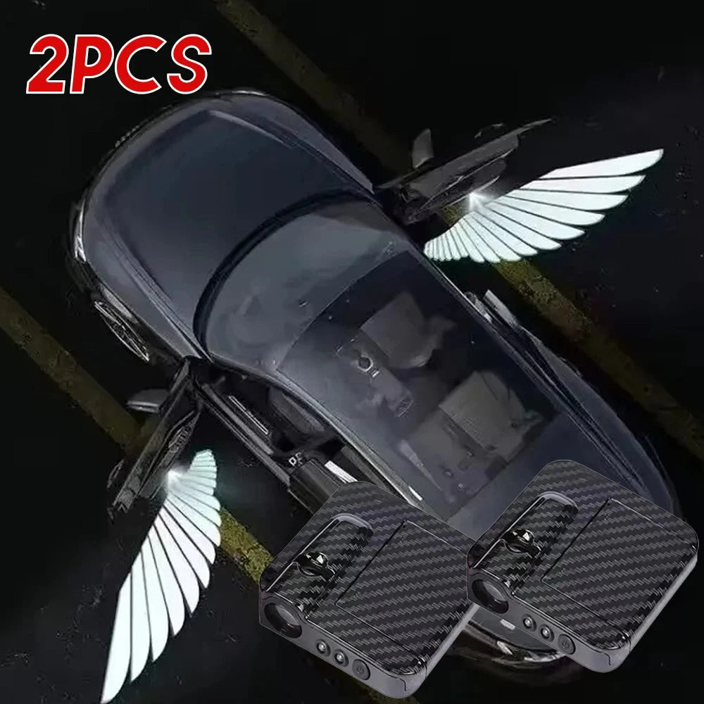 2PCS Car Angel Wings Welcome Light – LED Door Projector Lamp for Universal Car Models Econic Blanks