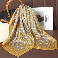 Luxury Print Satin Silk Square Scarf for Women Shawl Hijab Neckerchief Female Hair Ribbon Headband Fashion Wrap Bandana 2023 New Econic Blanks