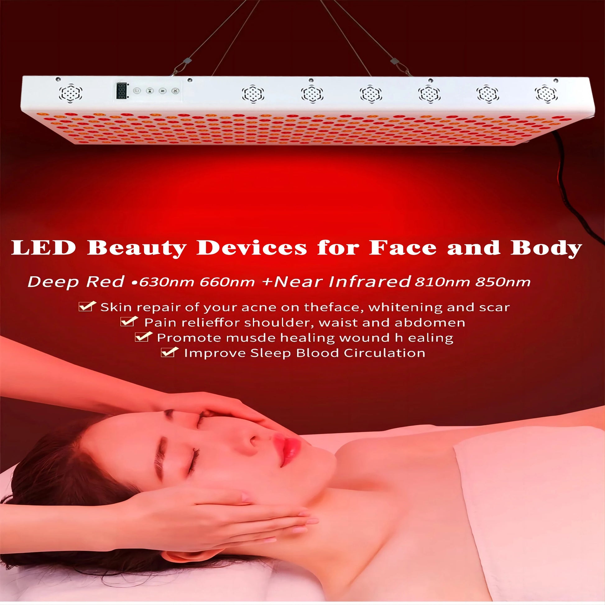 Dual Chip Red Light Therapy Panel Lamp 630nm 660nm Near Infrared Therapy Light 810nm 850nm LED Beauty Devices for Face and Body Quick Pick Grocers