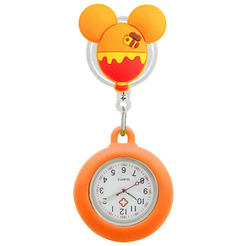 Retractable Lovely Cartoon Pattern Nurse Doctor Pocket Hang Clips Watches Colourful Hospital Medical Women Mens Badge Reel Clock Quick Pick Grocers
