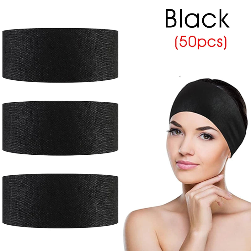 100/50/10pcs Disposable Spa Headbands Elastic Non-Woven Fabric Hair Bands for Women Makeup Soft Skin Care Esthetician Supplies Quick Pick Grocers