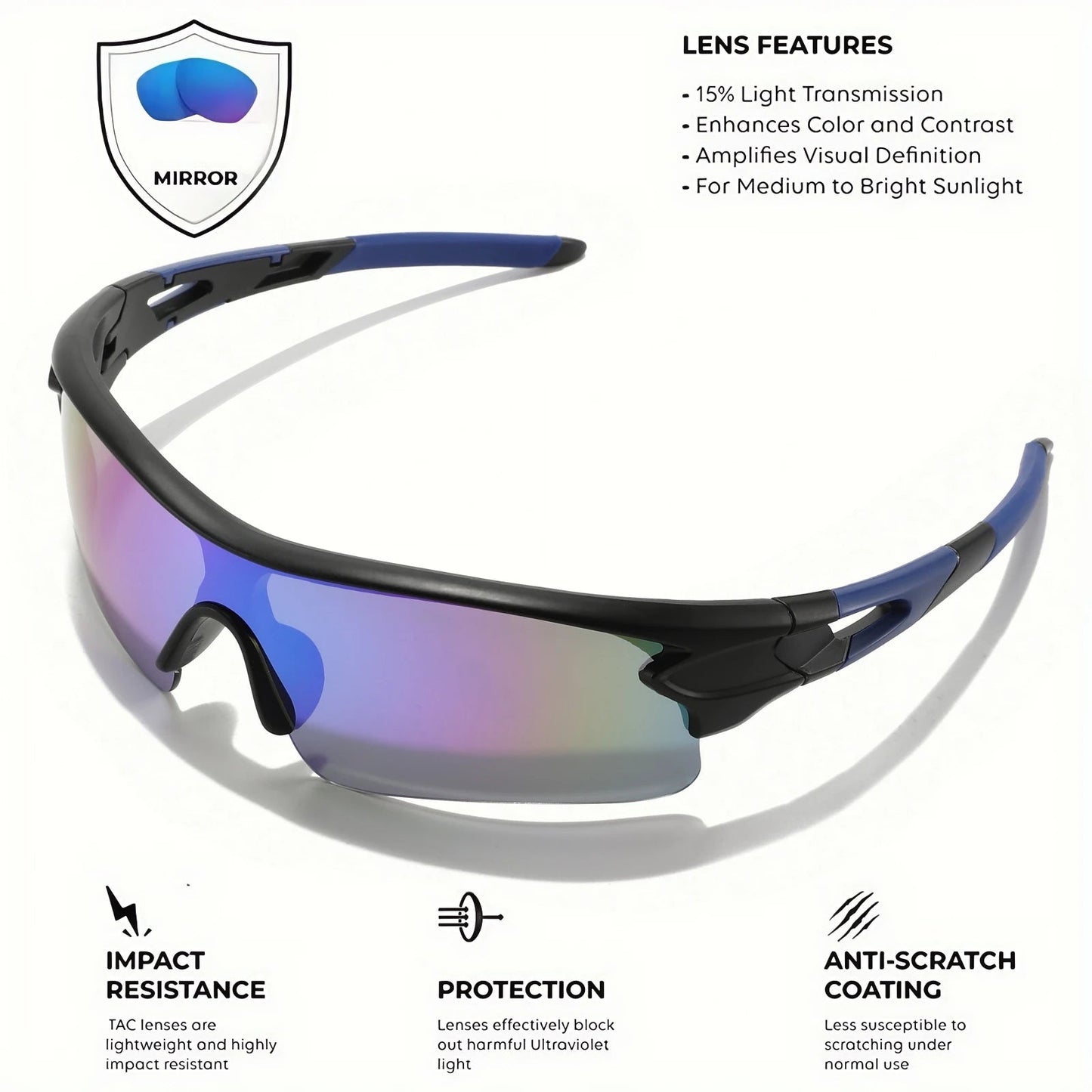New UV400 Protective Sports Eyewear - Lightweight Full-Cover Lens, Unisex Wrap-Around for Cycling, Hiking & Daily Use Quick Pick Grocers