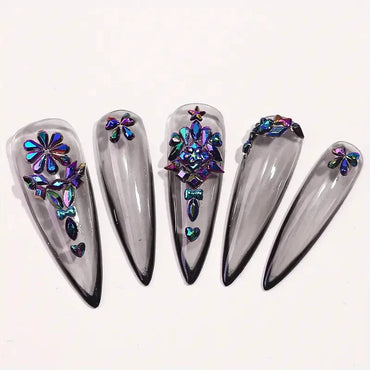 Multi Shapes 3D Flat Bottom Nail Rhinestones Colorful Nail Gems Glass AB Crystal Kit Nail Charms For DIY Manicure Craft Decora Econic Blanks