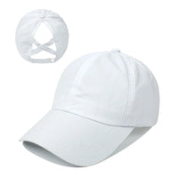 Summer Solid Color Baseball Cap Women's Athleisure Cross Ponytail Hat Mesh Quick-Drying Cap Visor Hat Quick Pick Grocers