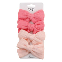 4Pcs/Set Baby Bows Hair Clips Muslin Girls Hairpins Hairclip For Kids Cotton Linen Barrette Flower Print Side Pin  Accessories Purest Peak