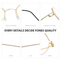 FONEX Screwless Eyeglasses Frame Men Women Round Morten Denmark Korean Glasses Frame Titanium Alloy Eyewear 98607 Econic Blanks