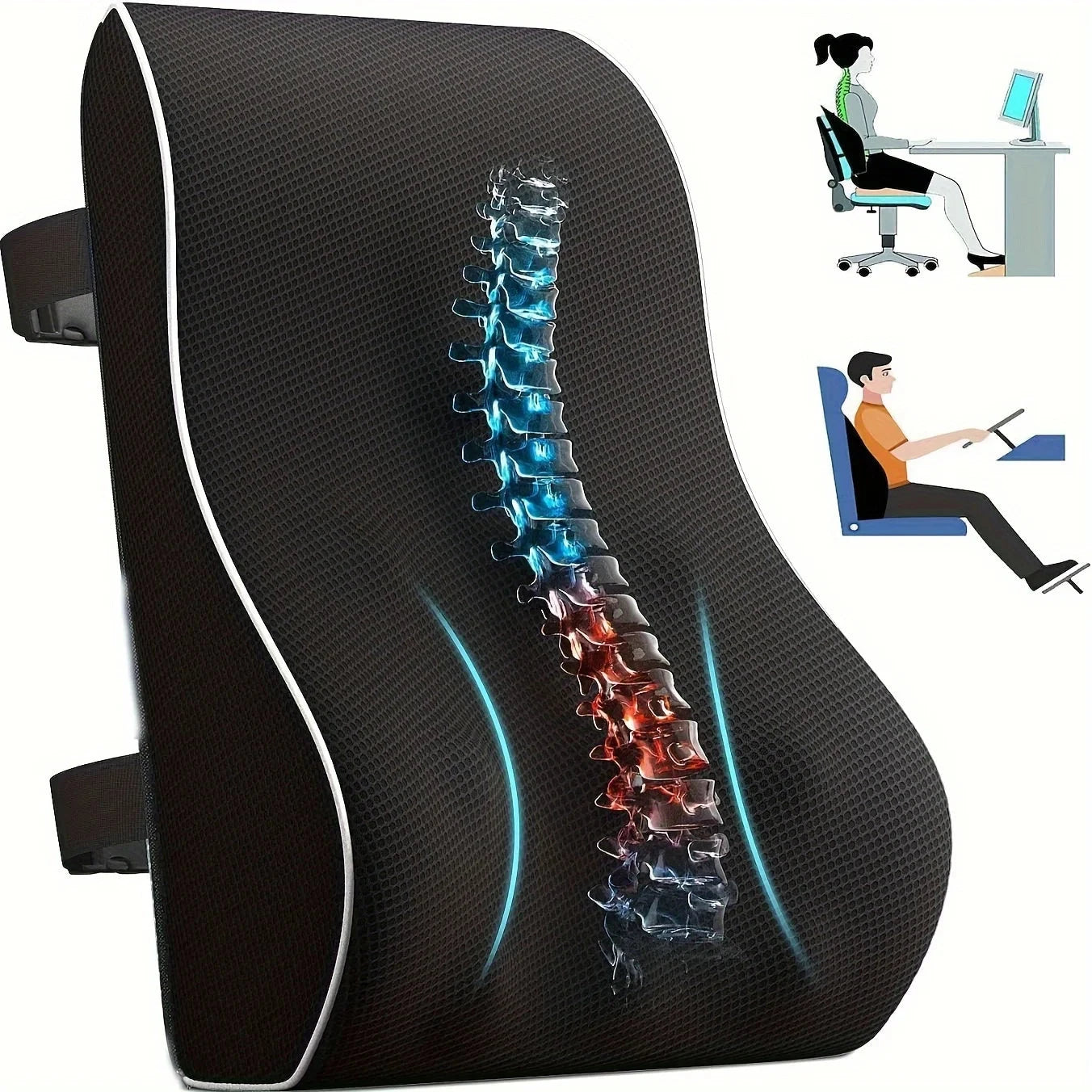 Ergonomic Memory Foam Lumbar Support Back Cushion Econic Blanks