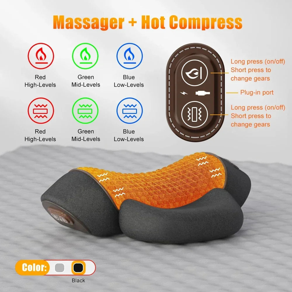 Electric Neck Massager Pillow Cervical Stretcher Heating Vibration Massage Back Traction Orthopedic Sleeping Pillows Support Quick Pick Grocers