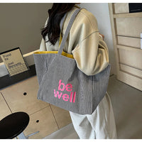 Casual Large Stripe Women's Shoulder Bag 2025 New Fashion Commuter Tote Bag High Capaci Canvas Handbag for Youth bolso mujer Quick Pick Grocers