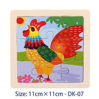 11cm/4.33in Kids Wooden Jigsaw Puzzle Games Cartoon Animal Vehicle Pattern Children Montessori Educational Toys Econic Blanks