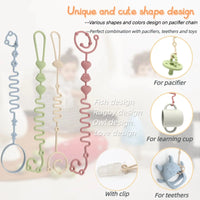4pcs Adjustable Silicone Pacifier Chain, Teether Toys, Suitable for High Chair, Crib, Baby Gifts,beige Econic Blanks