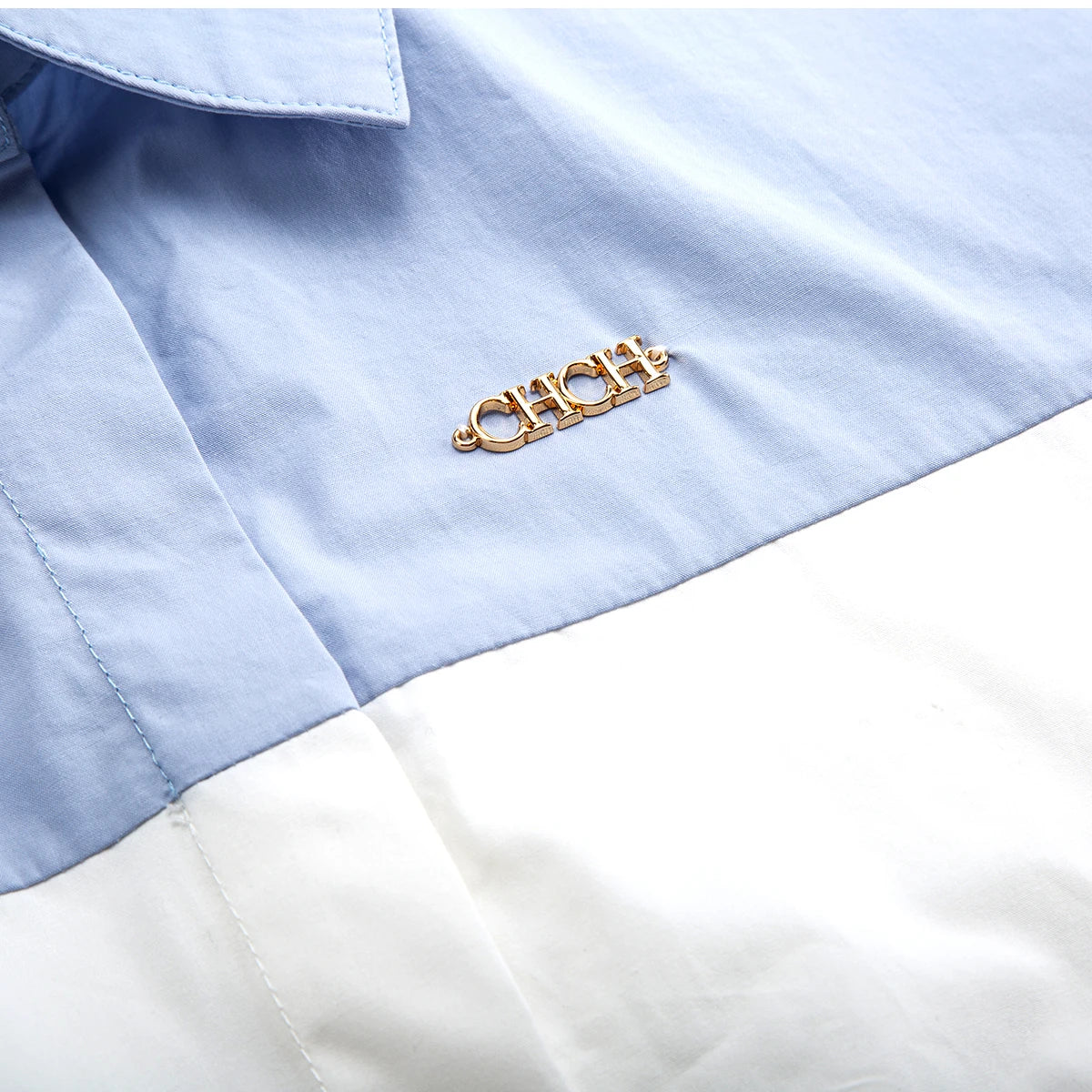 CHCH Women's Shirt 2025 New High Quality Splicing Color Contrasting Long Sleeve Business Shirt Commuter Women's Wear Quick Pick Grocers