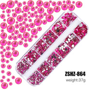 2400pcs+ Shiny Clear Crystal Gems Nail Rhinestones 1.5-4mm Mixed Round Glass Stone Flatback Nail Charms 12grids Nail Diamond DIY Econic Blanks