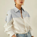 CHCH Women's Shirt 2025 New High Quality Splicing Color Contrasting Long Sleeve Business Shirt Commuter Women's Wear Quick Pick Grocers