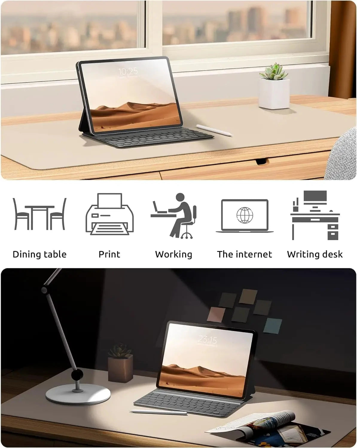 Large Mouse Pad,Office Desk Mat, Leather Desk Pad Protector, Non-Slip PU Leather Desk Blotter, Laptop Desk Pad Econic Blanks
