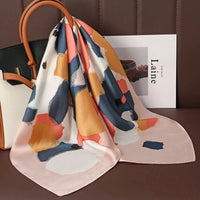 Luxury Print Satin Silk Square Scarf for Women Shawl Hijab Neckerchief Female Hair Ribbon Headband Fashion Wrap Bandana 2023 New Econic Blanks