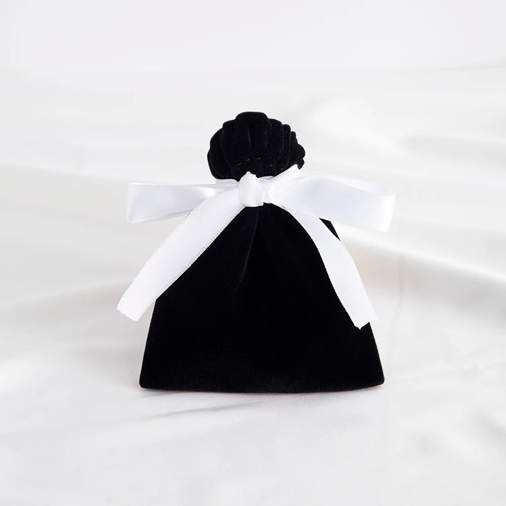 10pcs Green Jewelry Velvet Bag Ribbon Bowknot Pouches Gift Display Packing Storage Wedding Favors Travel Candy Drawstring Pocket Purest Peak