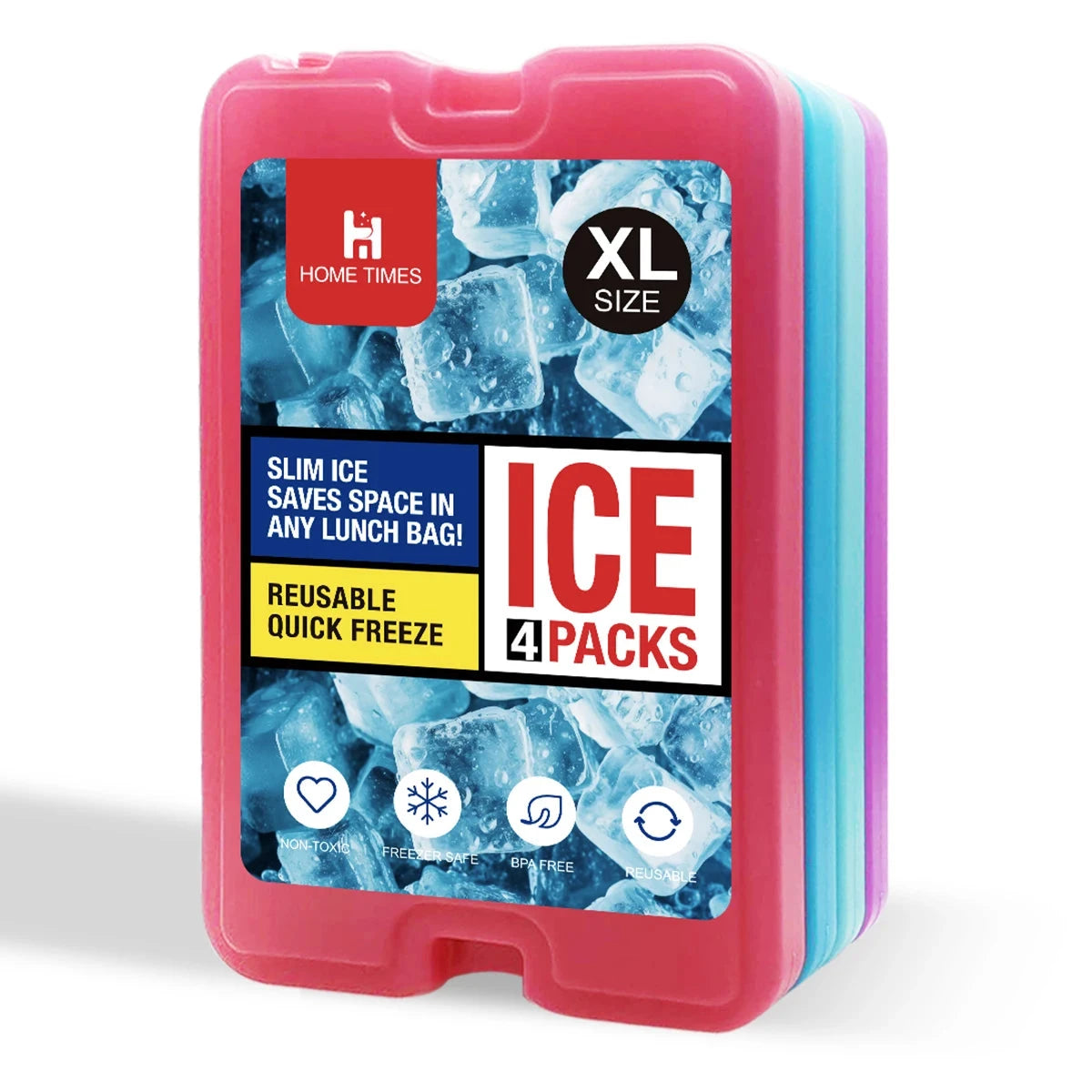 4 Ice packs for Lunch Box, Freezer Ice packs Slim Long Lasting Cool packs for Lunch Bags and Cooler Econic Blanks