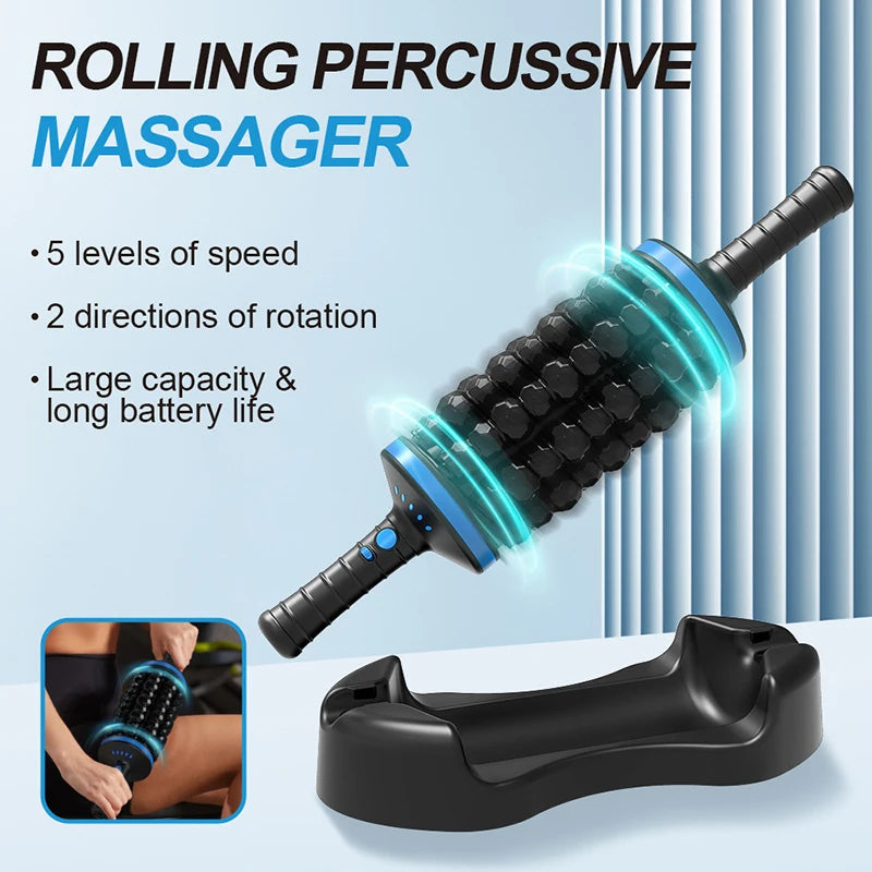 NEW Cordless Roller Body Massage Rechargeable Vibrators 360 Rolling Percussive Massager Muscle Relaxation Back Foot Leg Relaxer Purest Peak