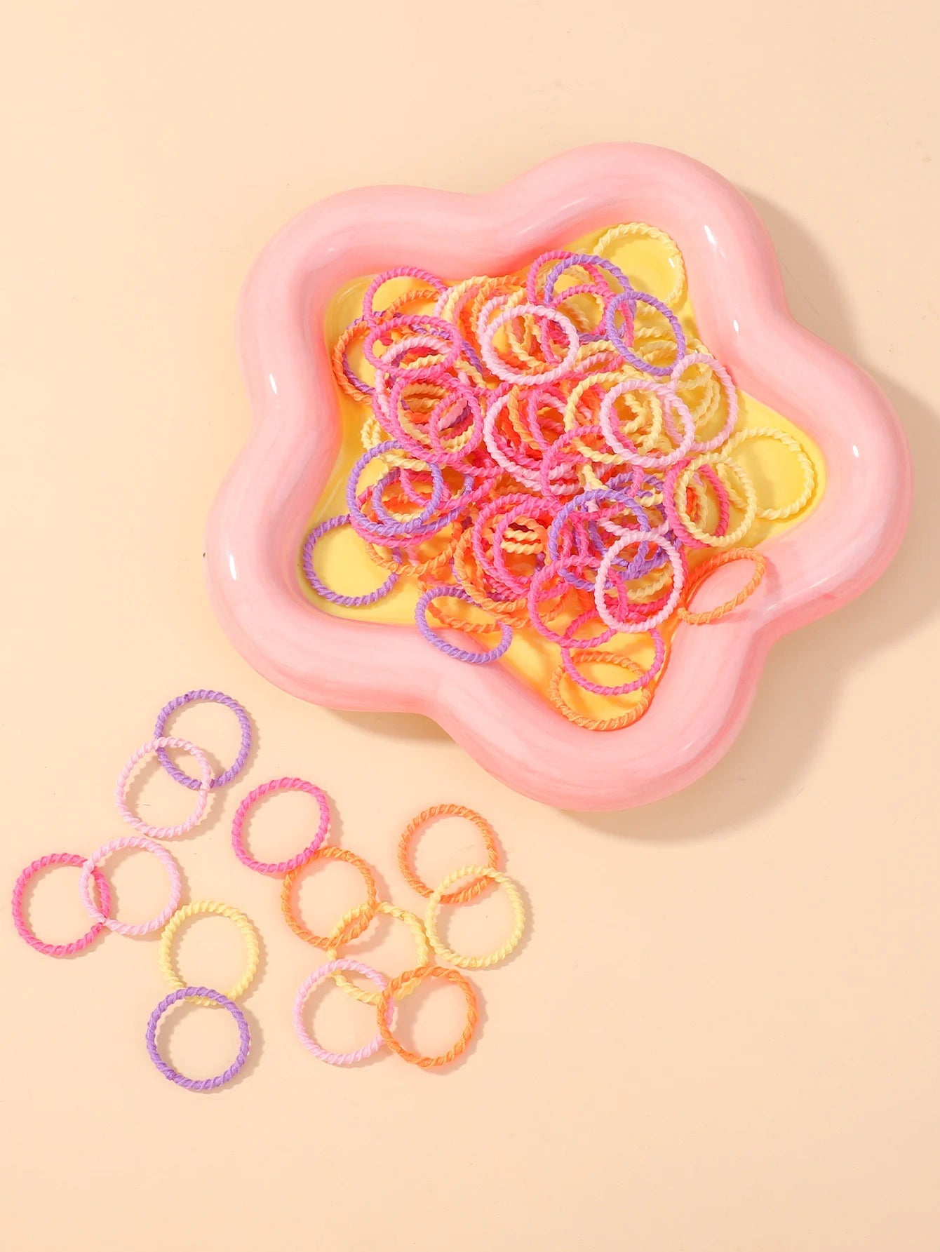 100pcs Toddler Kids Colorful Rubber Band Set 2cm High Elastic Thumb Rings That Don't Hurt Hair Baby Scrunchies Small Thread Purest Peak