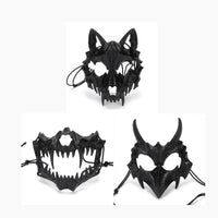 Halloween Mask Half-face Mask Cos Dragon God Fierce Tiger Night Fork Tengu Man Wolf Mask Performance Skull Masks Econic Blanks