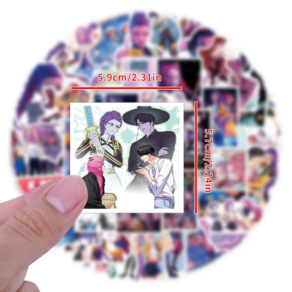 55Pcs Anime KPop Demon Hunters Stickers Demon Hunters Tiger DIY Stickers Scrapbooking Phone Luggage Skateboard Waterproof Decal Quick Pick Grocers