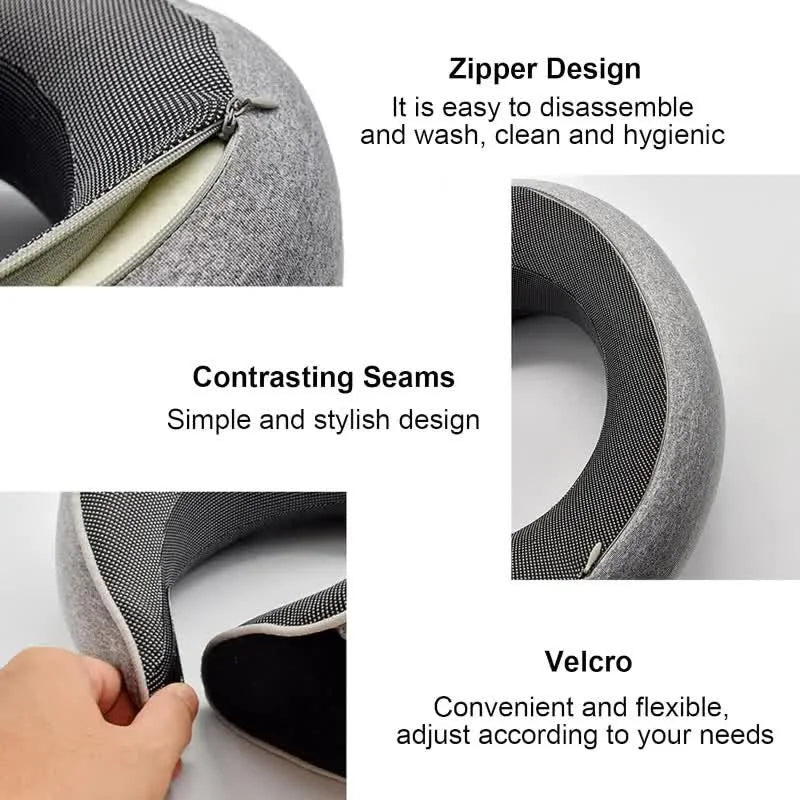 Travel Neck Pillow Memory Foam U-shaped Pillow Snail Style Travel Neck Support Portable Adjustable Soft Noon Break Sleep Pillows Quick Pick Grocers