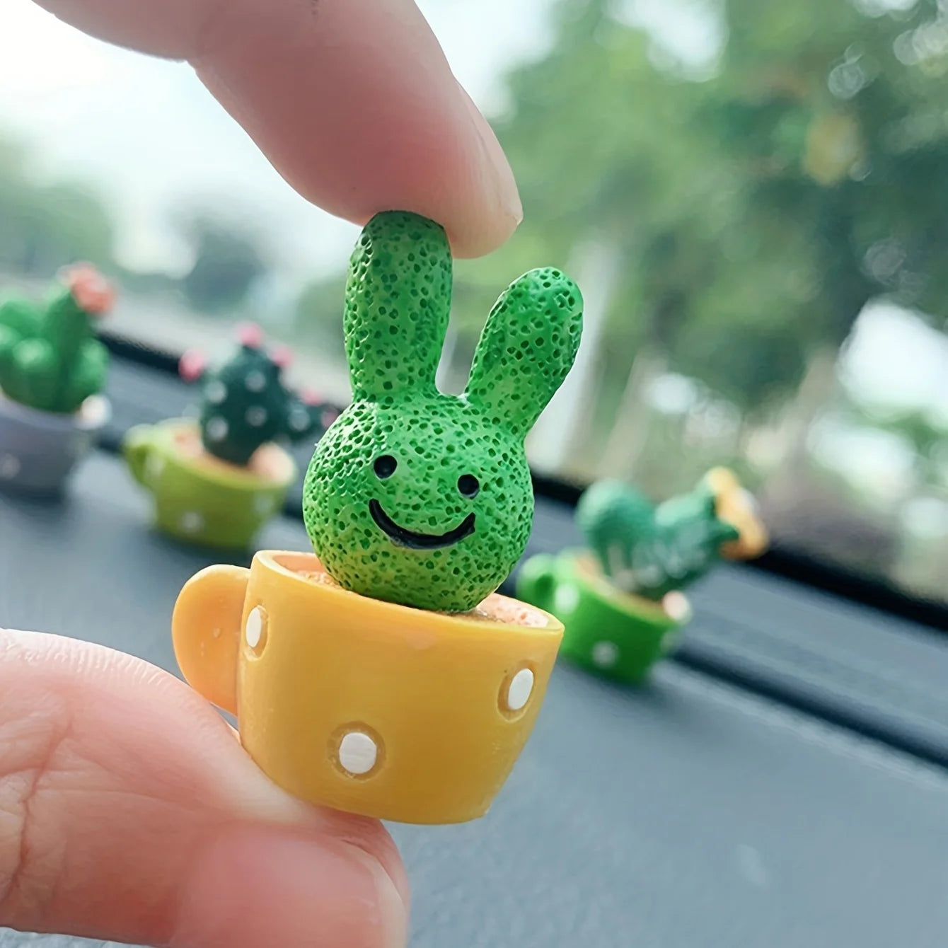1 Set Of 4, Resin Succulent Cactus Mini Green Plant Car Office Home Living Room Crafts Quick Pick Grocers