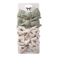 4Pcs/Set Baby Bows Hair Clips Muslin Girls Hairpins Hairclip For Kids Cotton Linen Barrette Flower Print Side Pin  Accessories Purest Peak