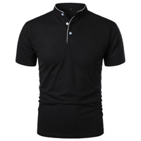 Summer Men's Short Sleeve Collar Tshirts New Solid Color Casual Polo Shirt Trendy Breathable Loose Basic Splice Top Quick Pick Grocers