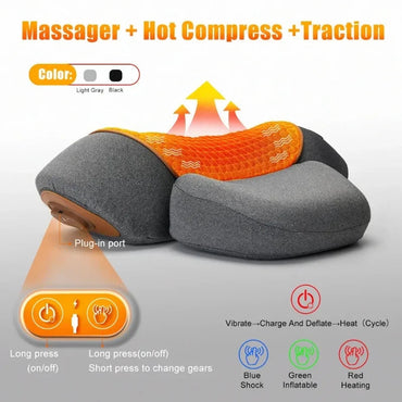 Electric Neck Massager Pillow Cervical Stretcher Heating Vibration Massage Back Traction Orthopedic Sleeping Pillows Support Quick Pick Grocers
