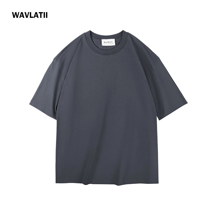 WAVLATII Women New Oversized T shirts Female 260 GSM White Casual Streetwear Tees Unisex Solid Korean Cool Tops for Young WT2560 Quick Pick Grocers