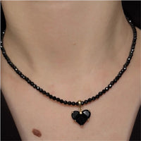 Fashion Vintage Sexy Zircon Heart Pendant Necklace For Women Female Boho Geometric Baroque Transparent Crystal Chain Jewelry Quick Pick Grocers