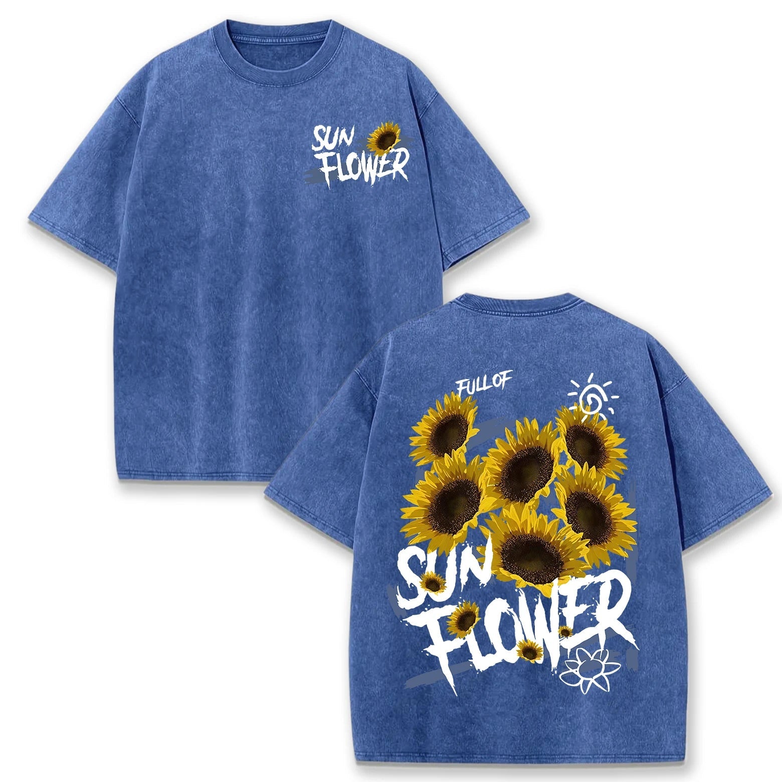 Lift Is Good Beautiful Sunflower Print Washed T Shirts Women Soft Cotton T-Shirt Street Creative Short Sleeve Summer Casual Tops Quick Pick Grocers