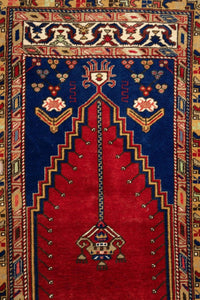 Vintage Turkish Wool Prayer Rug 4x6