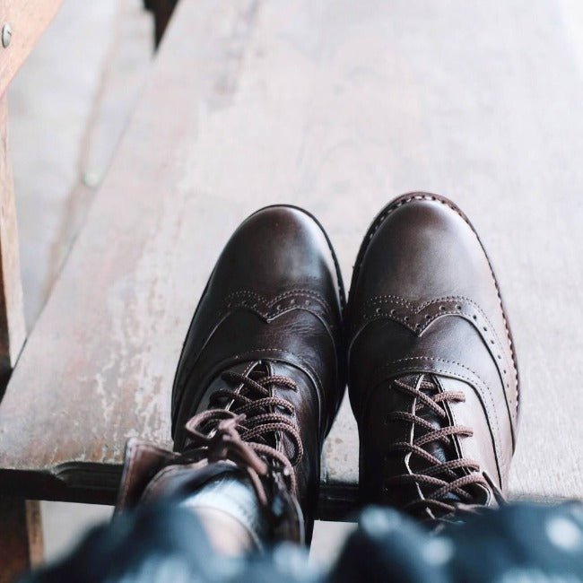 Brown Leather Victorian Ankle Boots Atitlan Leather